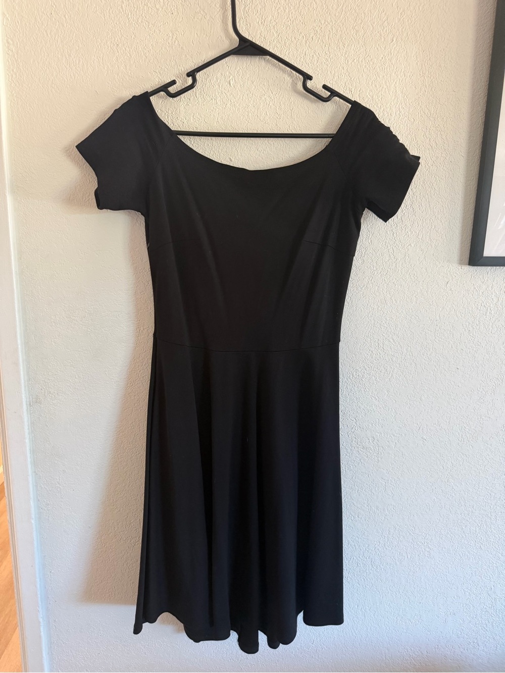 Black Off-Shoulder Midi Fit & Flare Dress